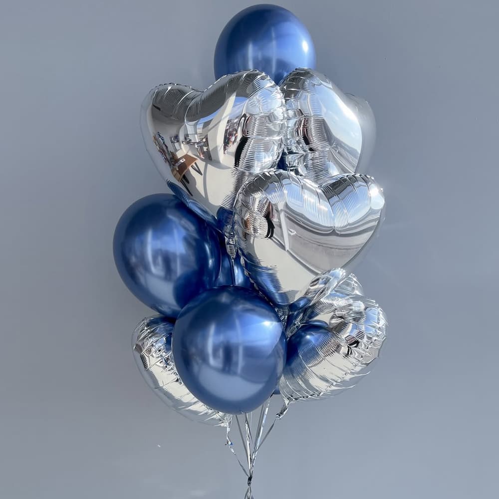 Гелеві кульки на день народження «Silver Blue Set» для привітання