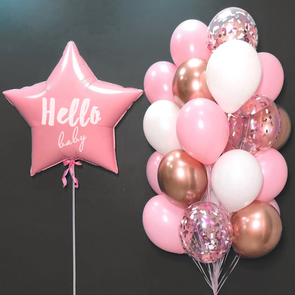 Повітряні кульки на виписку «Hello Baby It’s a Girl»