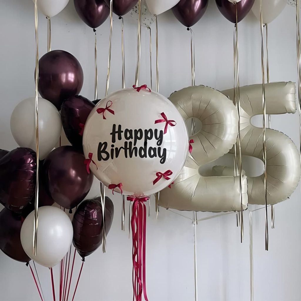 Набір кульок на день народження з бантиками «Birthday»