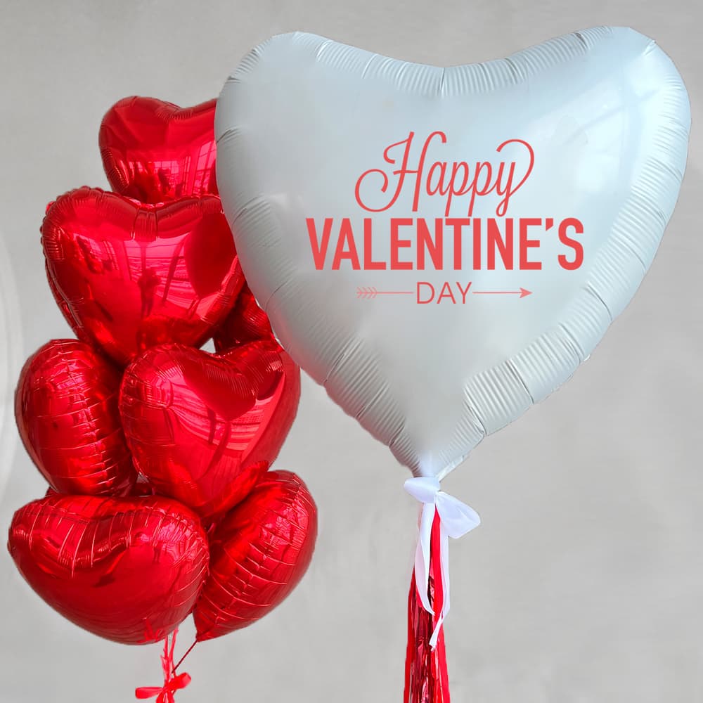 Гелиевые шарики ко Дню Влюбленных «Happy Valentine's Day»