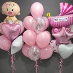 Гелієві кульки та фігурки на виписку дівчинки у рожевих відтінках «Girl»