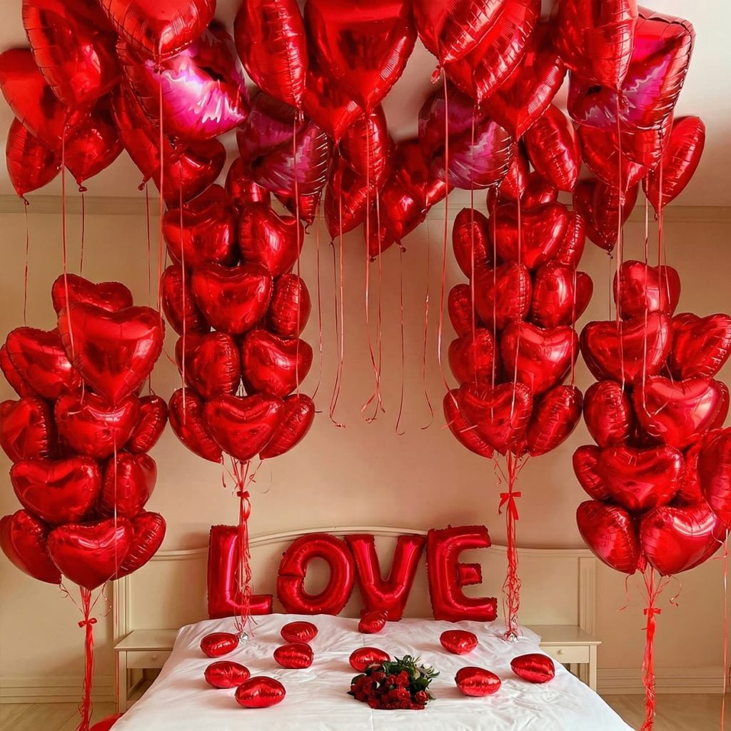 Найромантичніше оформлення кімнати червоні кульки «LOVE»