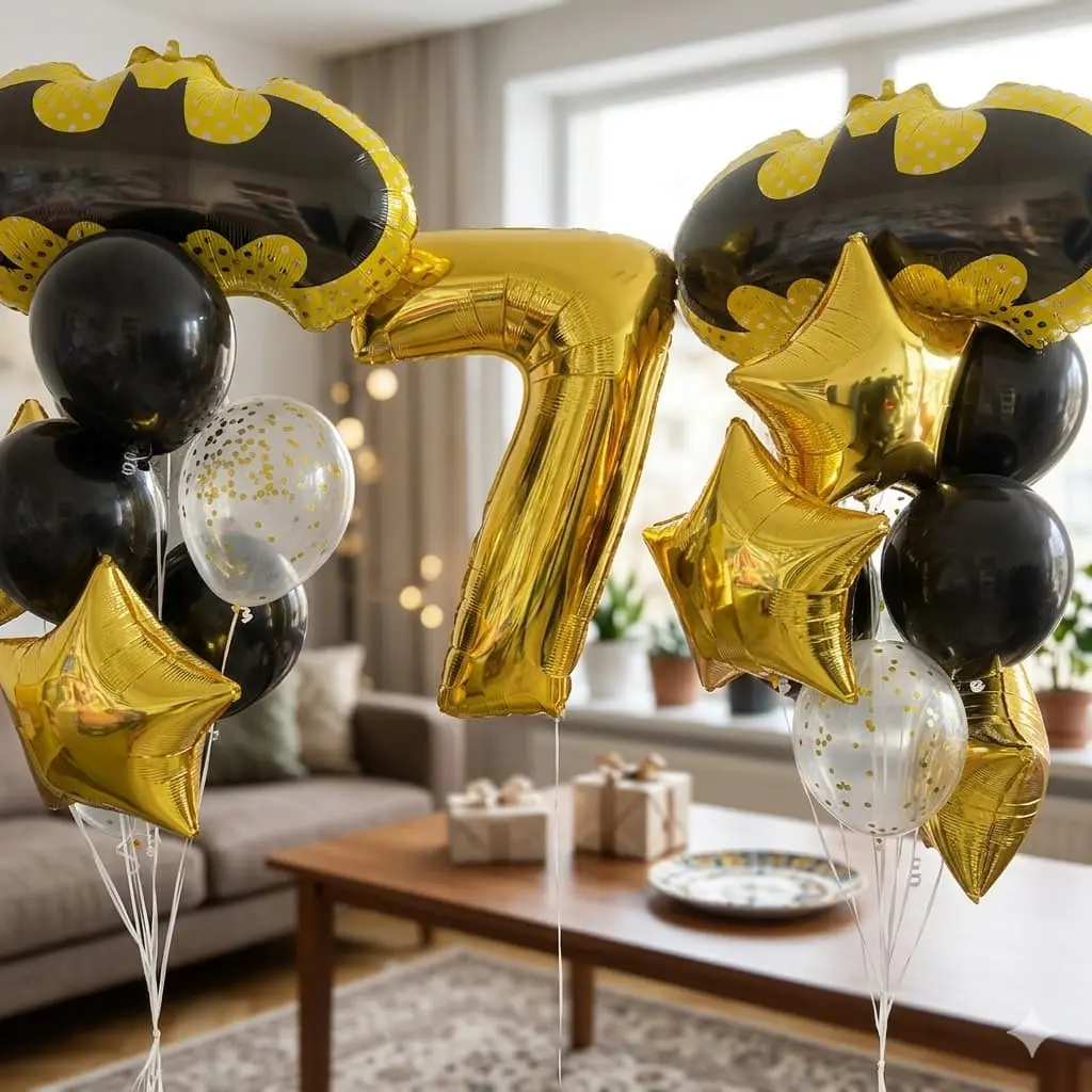 Шарики для мальчика с эмблемой Бэтмена день рождения 7 лет