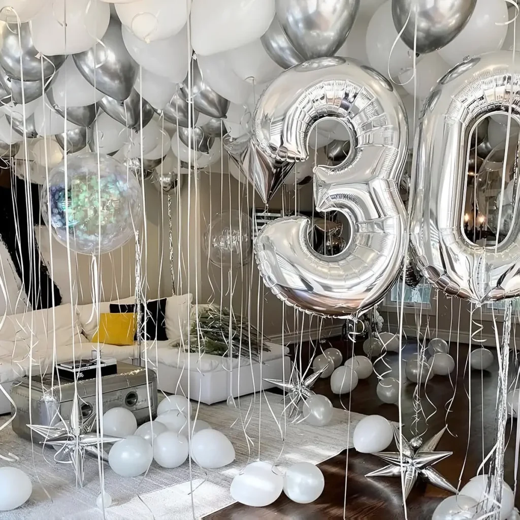 Подарунок 911: Кульки гелеві Київ білі на день народження 30 років