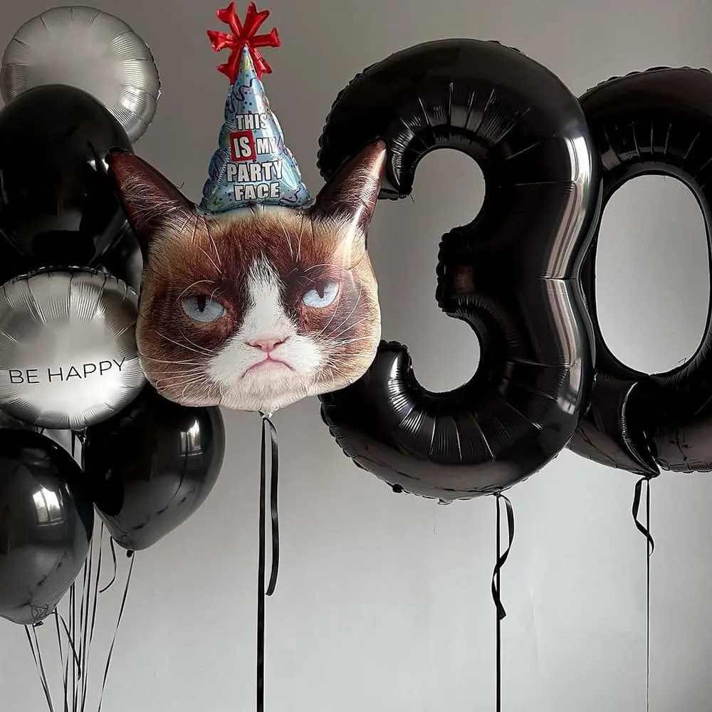 Кульки Київ на 30 років з котом shariki 911