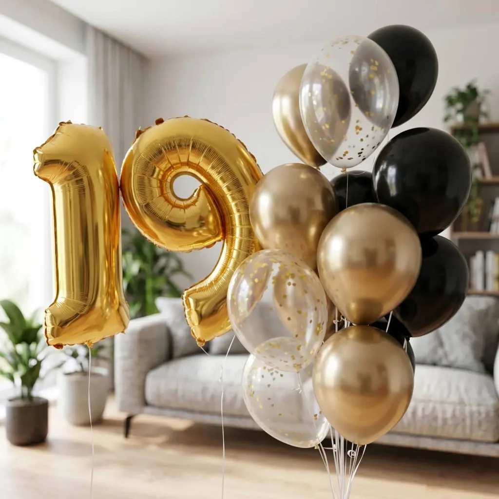 Кульки та цифри 19 на день народження з гелієм